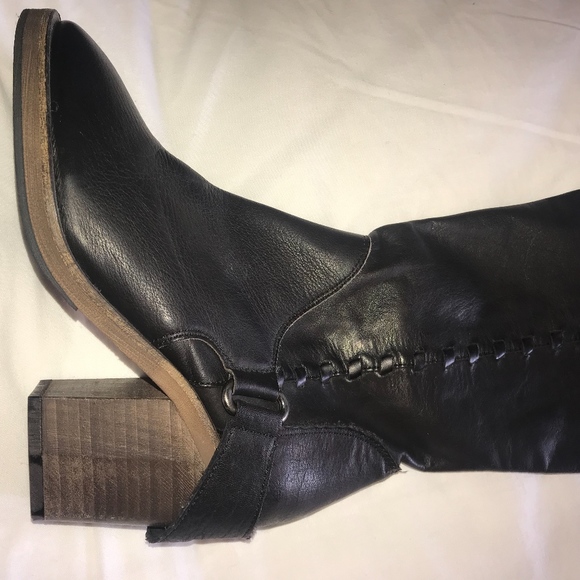 Free People Black Leather over-the-knee boots - Picture 5 of 5